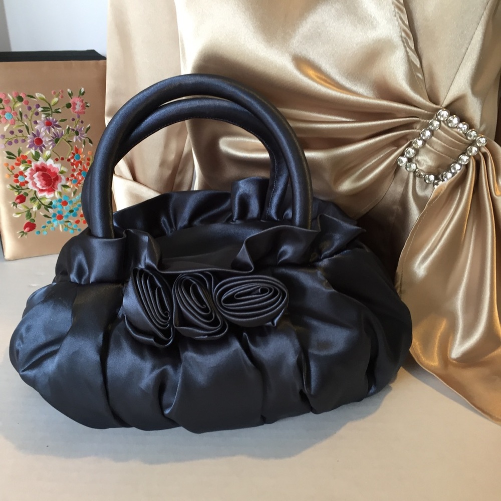 NaRaYa DARK BLUE SATIN FORMAL BAG